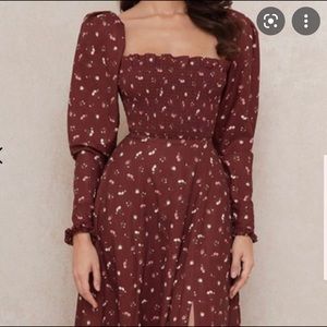 House of CB Falabella wine midi dress